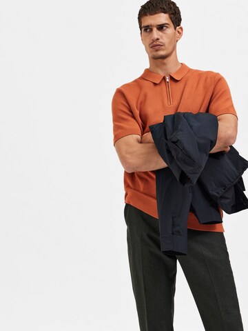 SELECTED HOMME Poloshirt 'Florence' in Braun