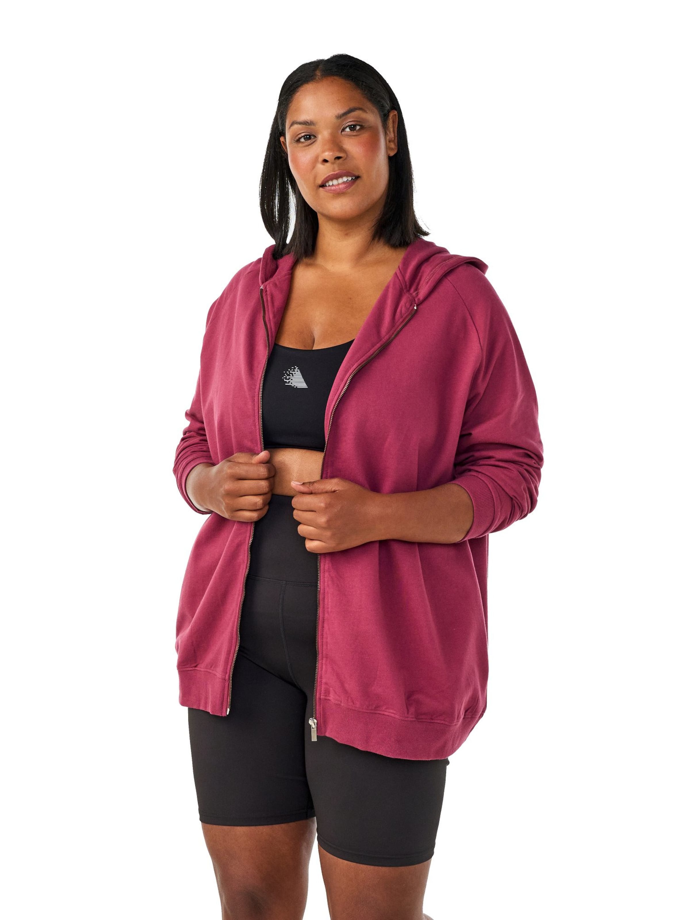Veste de survêtement 'Mcani' Zizzi en rose : devant