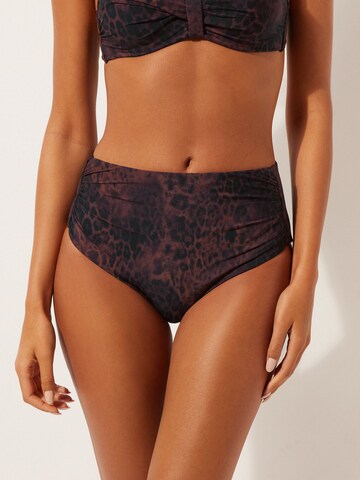CALZEDONIA Bikini Bottoms 'SHINY SATIN' in Black