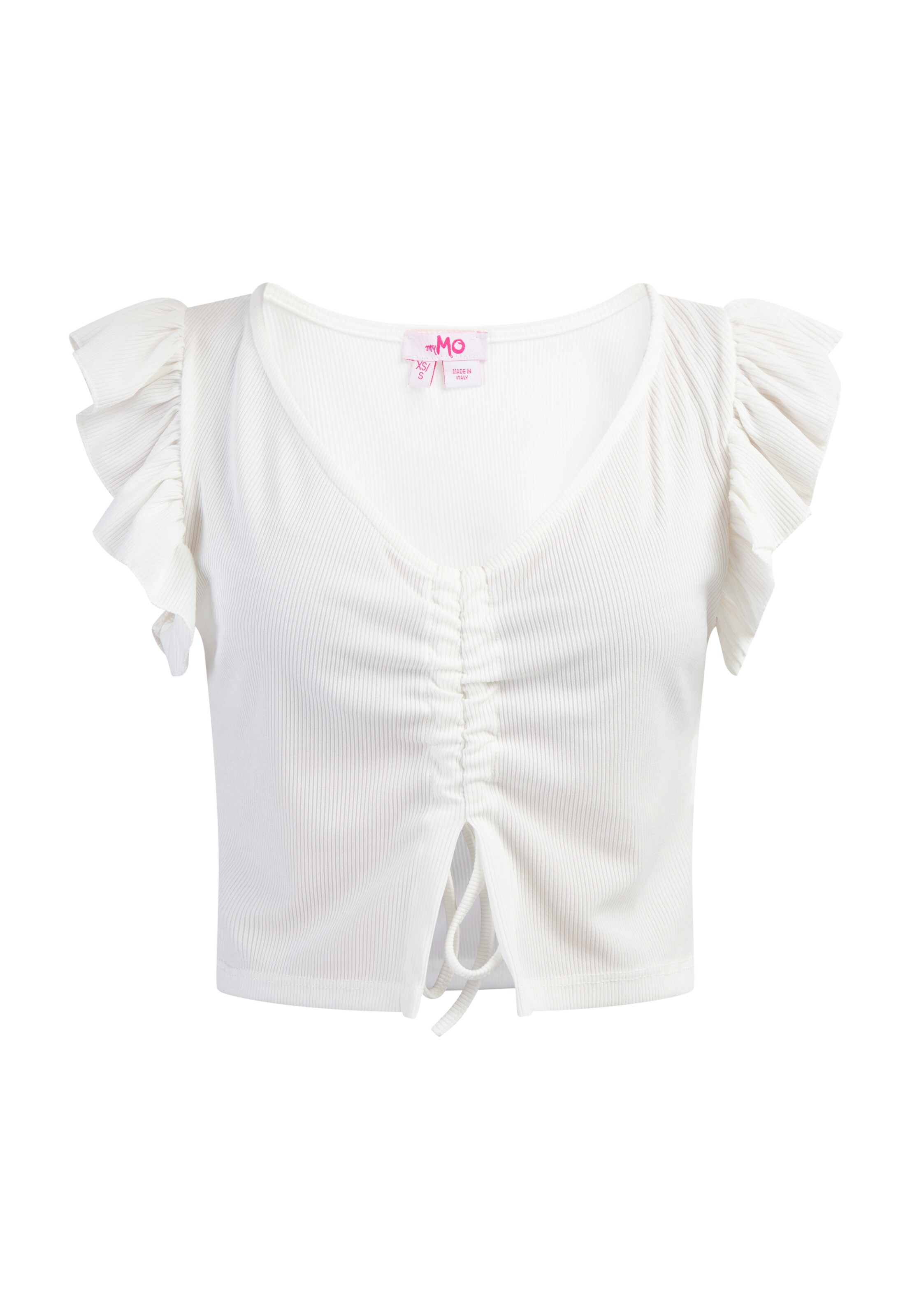Top de la MYMO pe alb: față