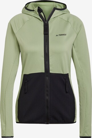 ADIDAS TERREX Athletic Fleece Jacket in Green: front