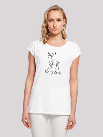 T-shirt 'Winter Christmas Deer' F4NT4STIC en blanc : devant