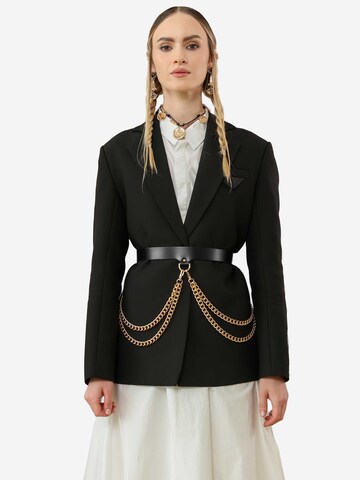 Haute Cuir Riem 'Neris Chained Belt' in Zwart: voorkant