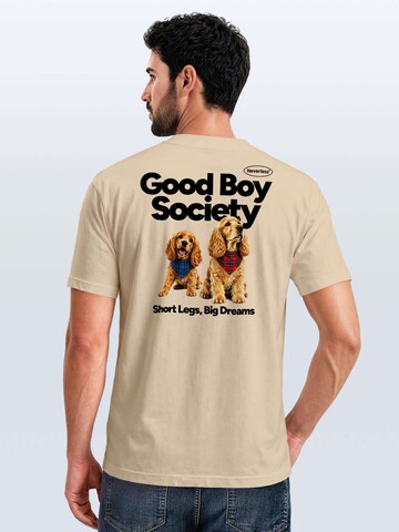 Neverless Shirt 'Good Boy Society' in Beige