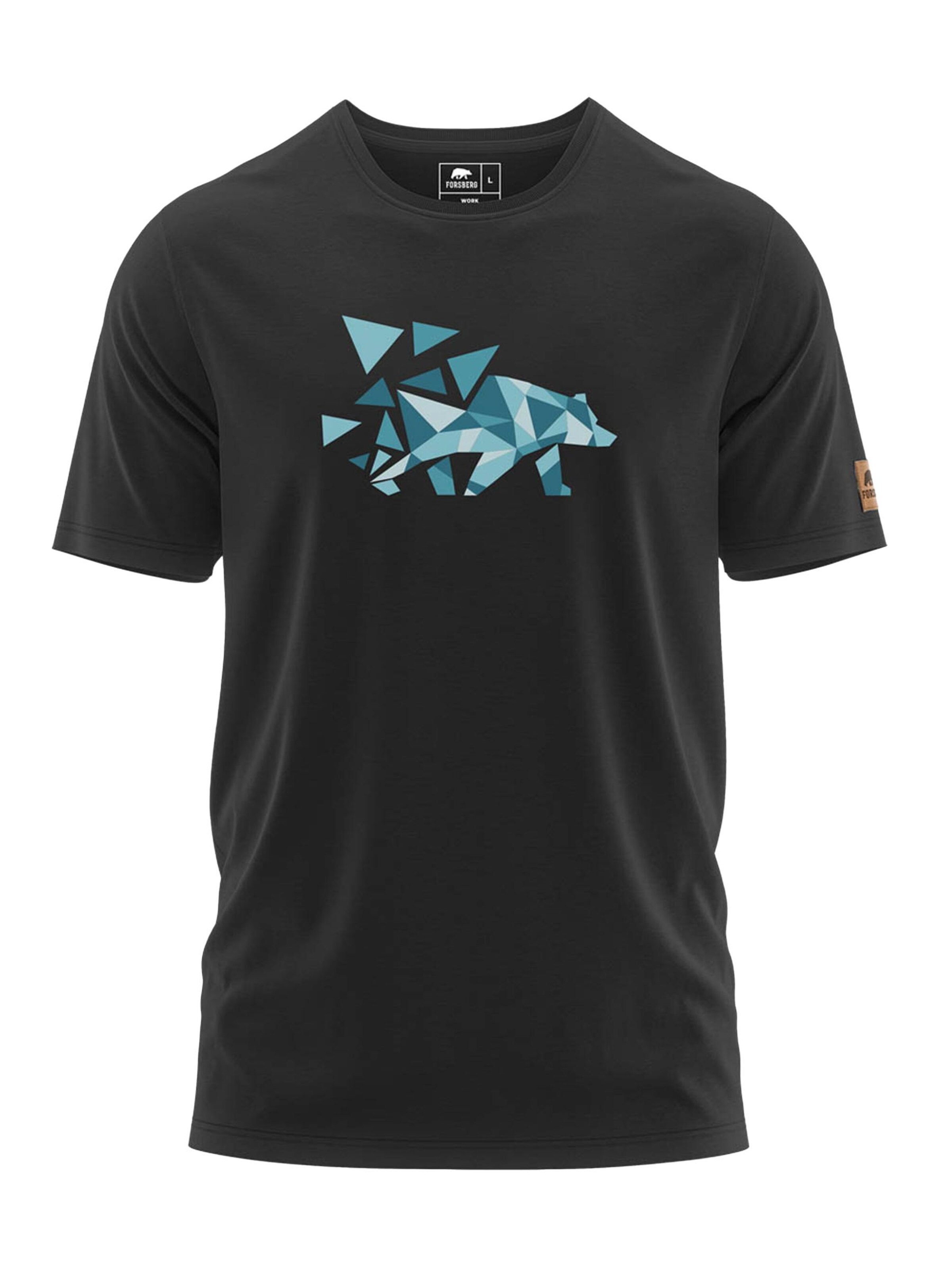 FORSBERG Shirt 'Mikkelson T-Shirt mit Polygonbär'‌‌ in Schwarz: Vorderseite