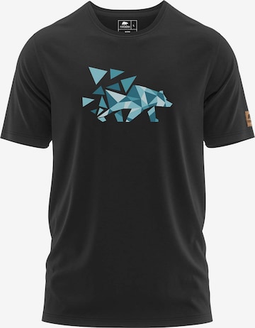 FORSBERG Shirt 'Mikkelson T-Shirt mit Polygonbär' in Schwarz: Vorderseite