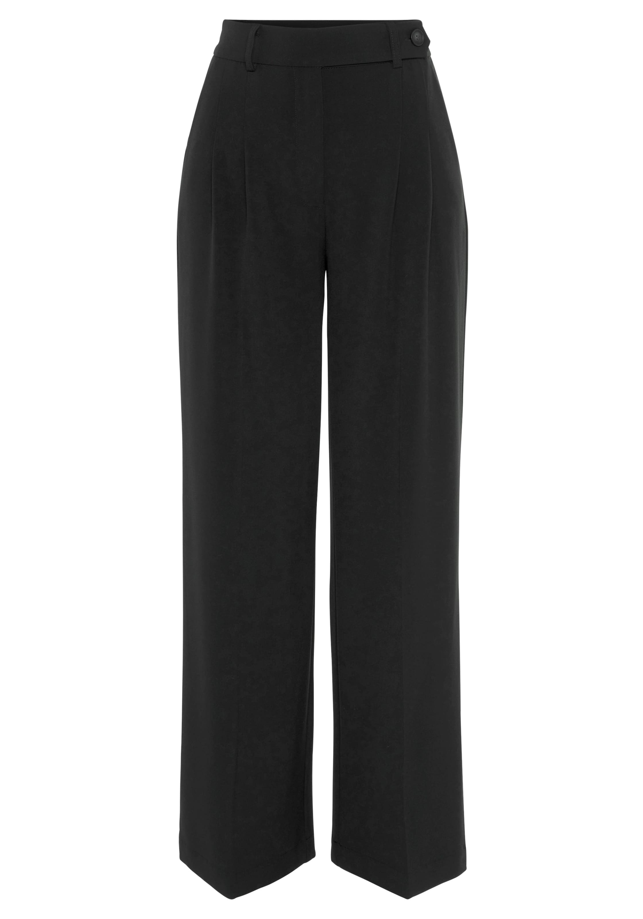 Wide Leg Pantalon à plis LASCANA en noir : devant