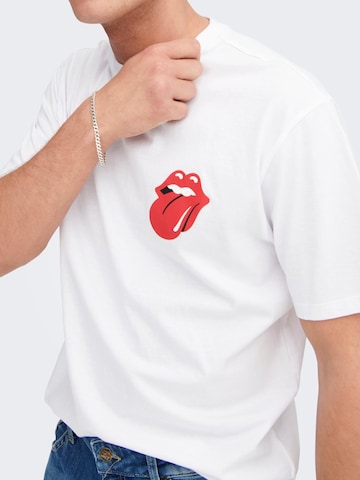 T-Shirt 'Fred' Only & Sons en blanc