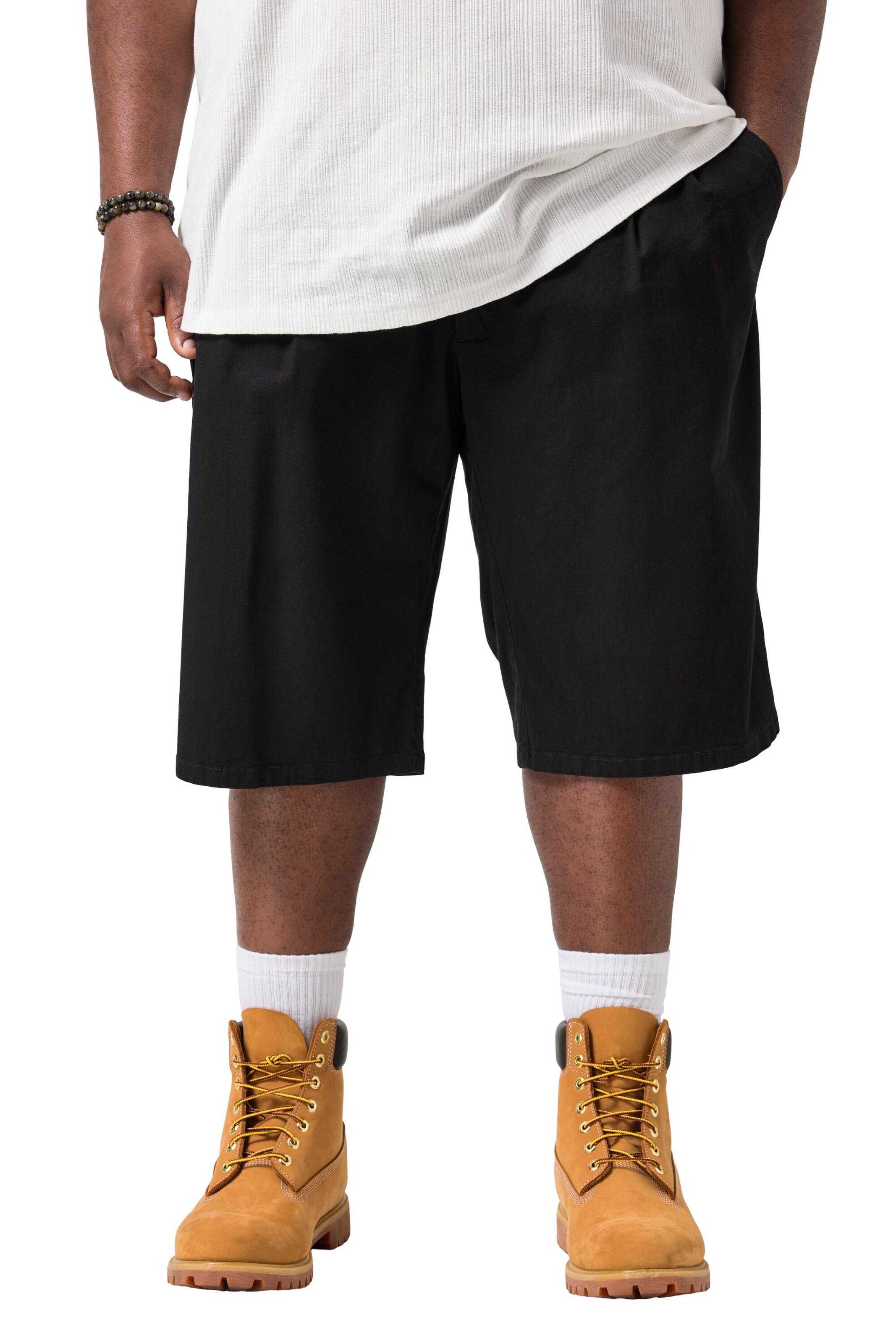 STHUGE Loosefit Bandplooibroek in Zwart: voorkant