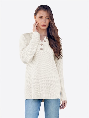 Imily Bela Pulover | bela barva: sprednja stran