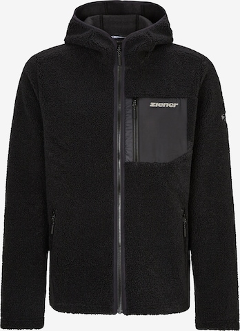 ZIENER Athletic Fleece Jacket 'JUHA' in Black: front