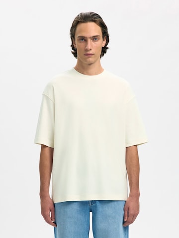 T-Shirt SELECTED en blanc : devant