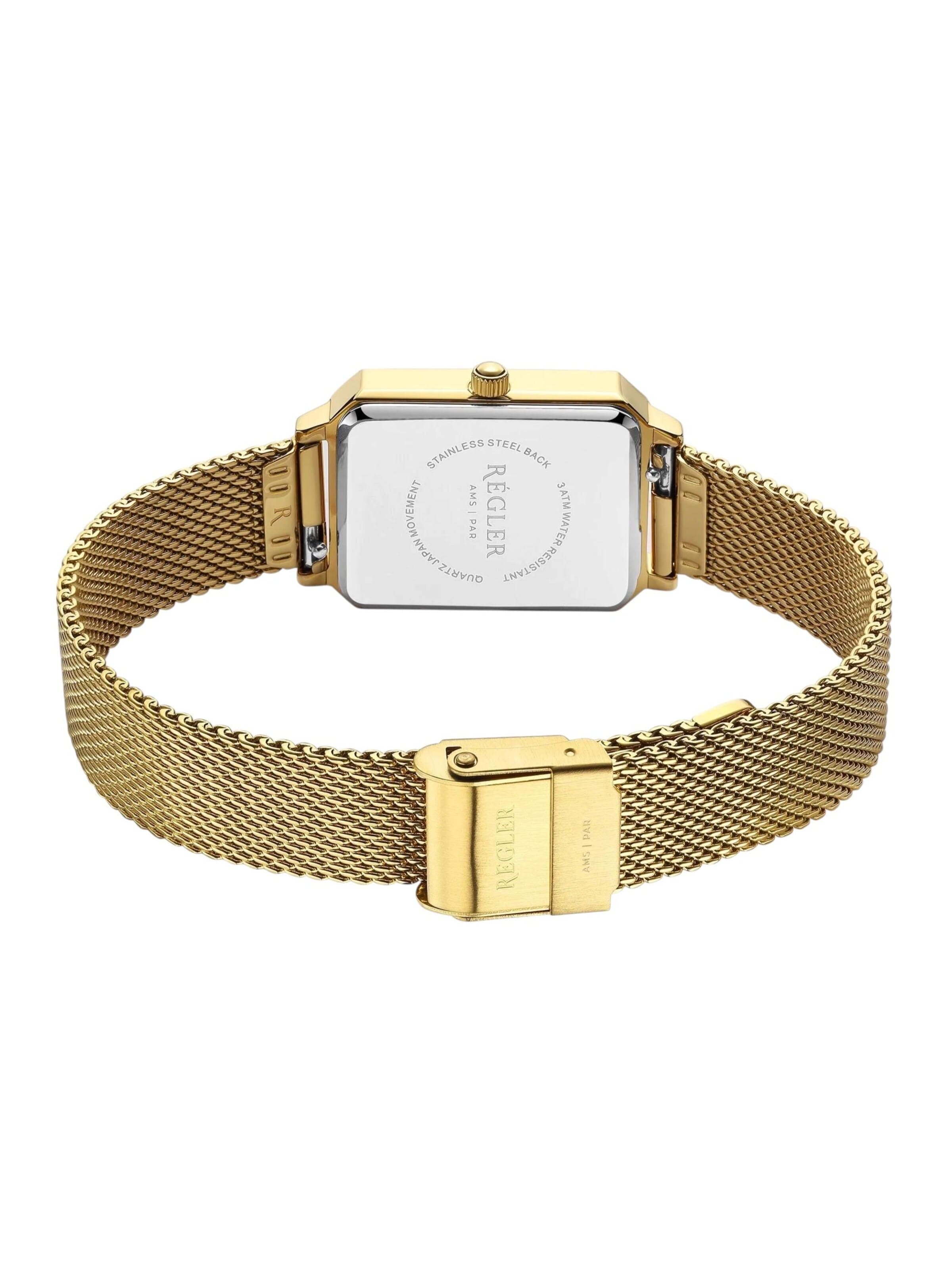 Régler Analoguhr 'Élégance Gold Mesh - Black'‌‌ in Gold