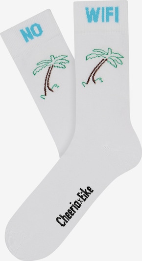 CHEERIO* Socks 'CHEERIO x EIKE NO WIFI' in Azure / Dark brown / Dark green / Black / White, Item view