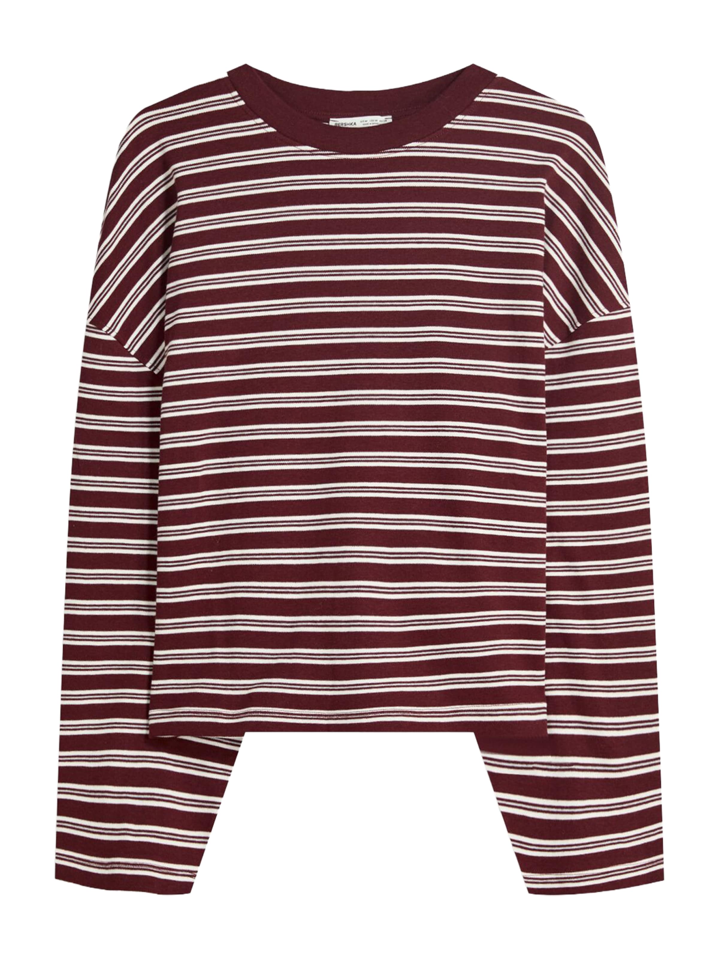 Bershka Shirt in karminrot / weiß, Produktansicht