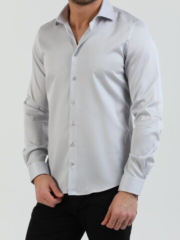 Slim fit Camicia business 'Firenze Satin Man Shirt Black' di 7Camicie in grigio