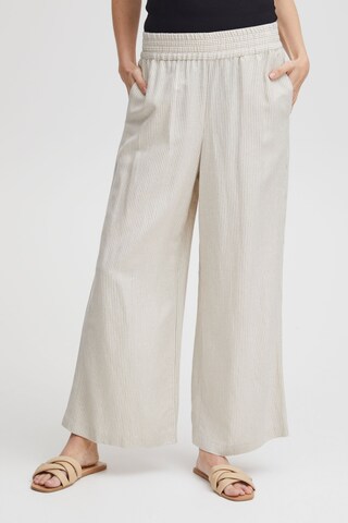 Fransa Wide leg Broek 'lin Cu 1' in Beige: voorkant