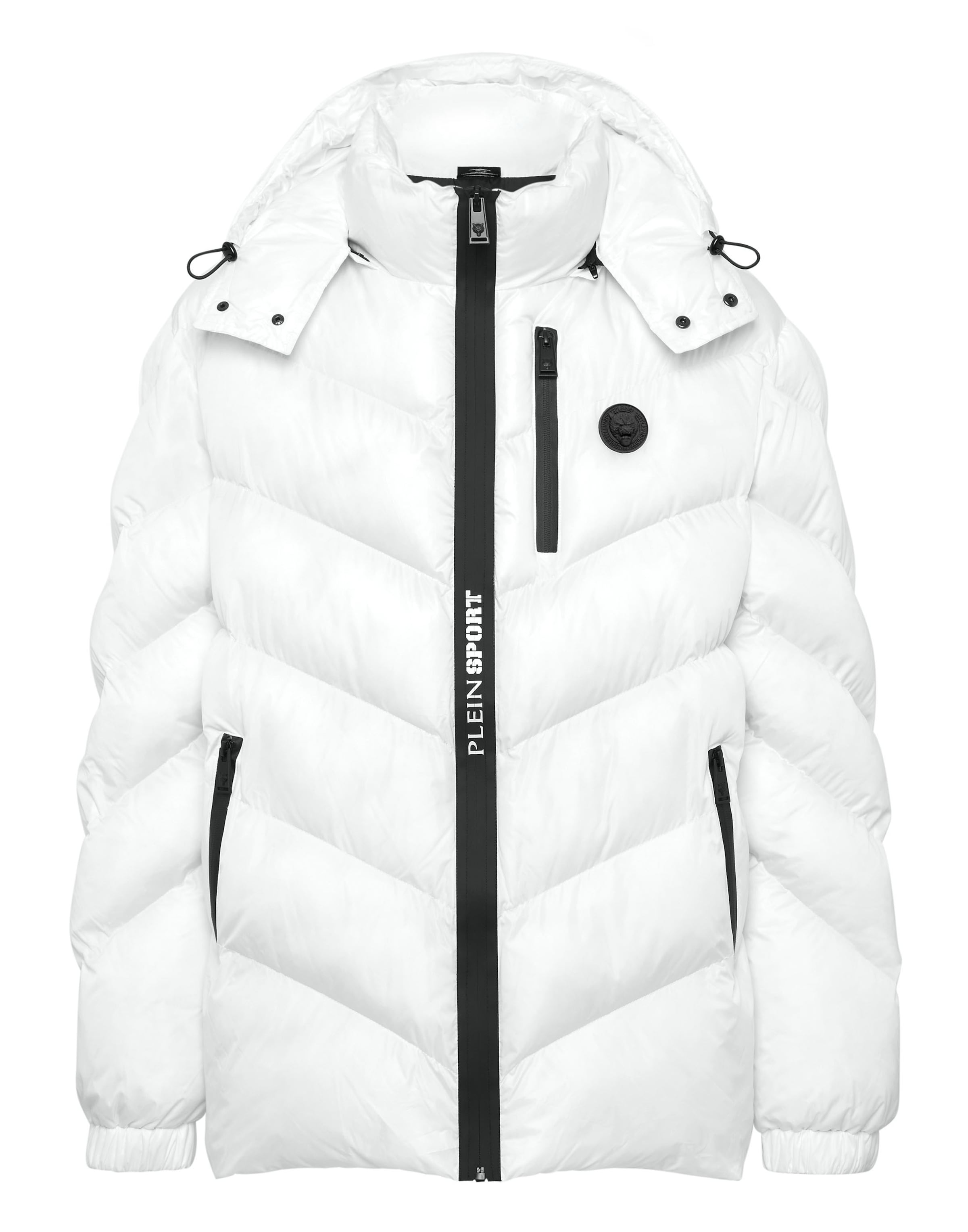 Plein Sport - Casaco de inverno 'Tiger' em branco: frente