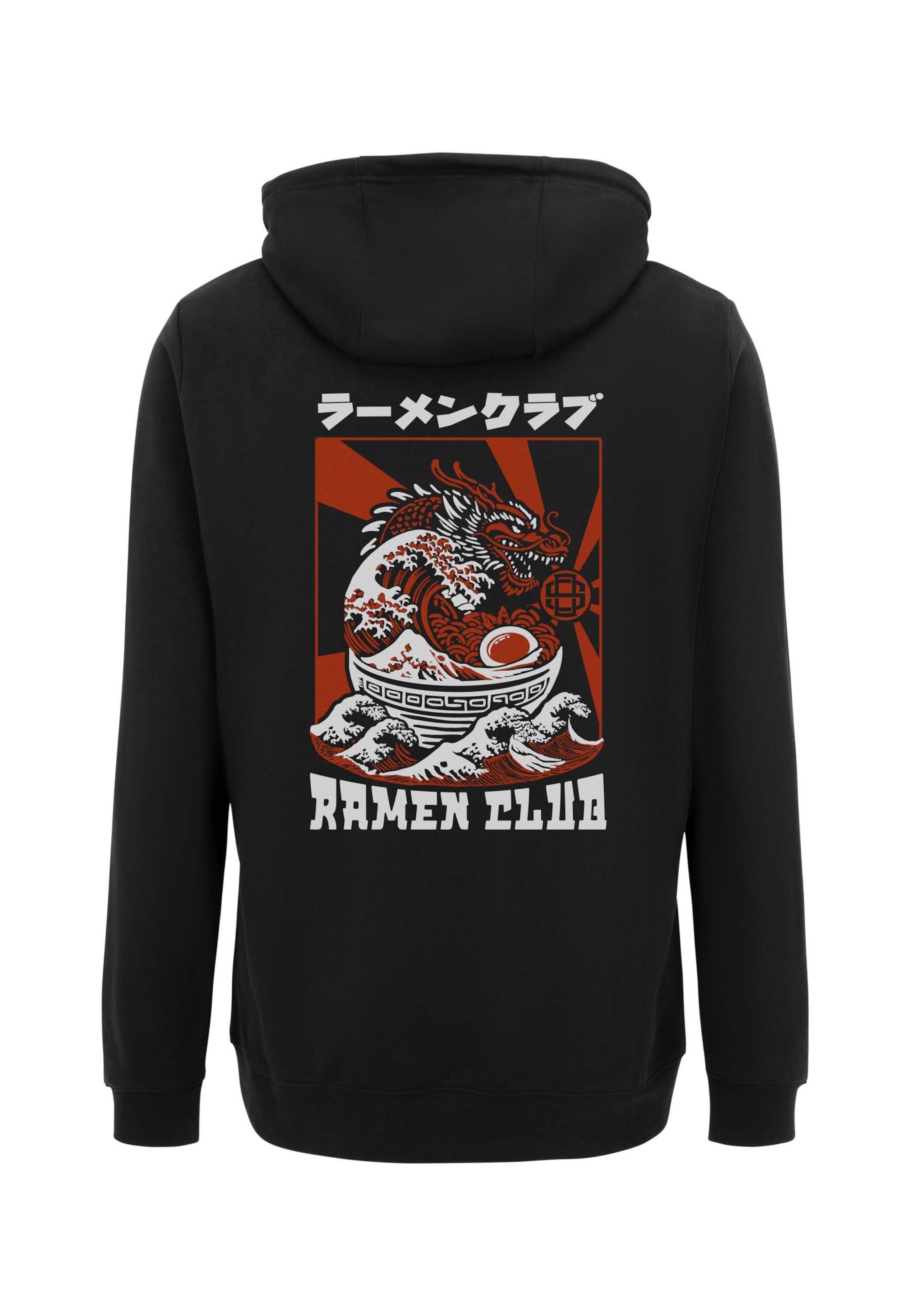 Oldskull Hoodie 'Asian Ramen Club Dragon Graphic' in Schwarz: Vorderseite