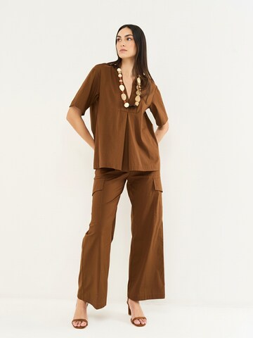 Camomilla Italia Wide leg Pants 'Patrick' in Brown