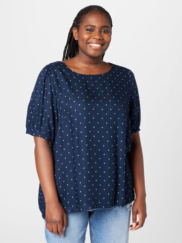 KAFFE CURVE Blouse 'Danka' in Blauw: voorkant