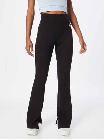 Tommy Jeans Flared Leggings in Zwart: voorkant