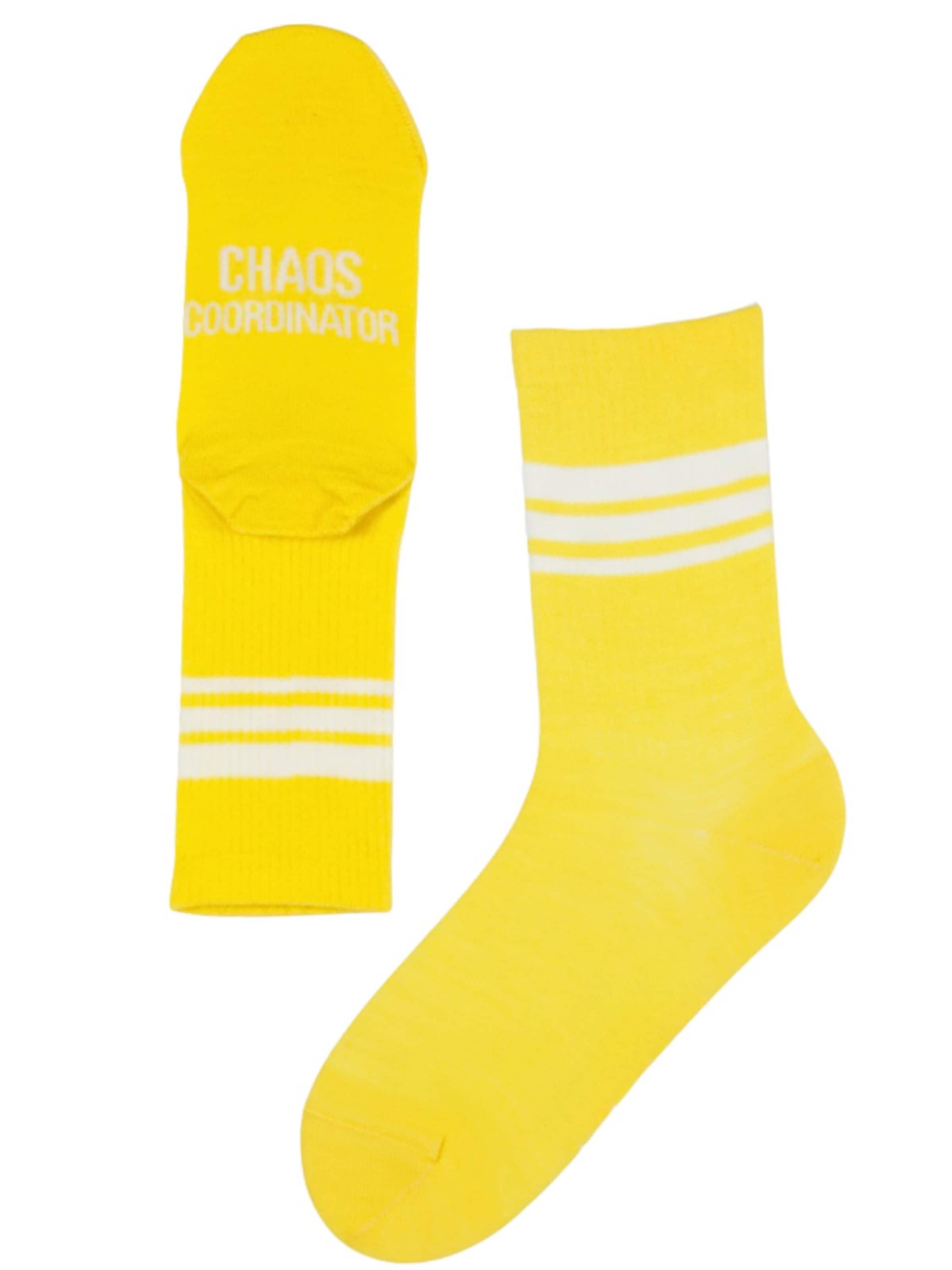 Calzino 'CHAOS COORDINATOR merino wool socks' di Sokisahtel in giallo: frontale