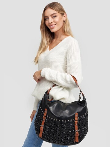 Marc Picard Handbag 'Hobo Bag Flechtoptik' in Black: front