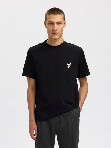 SELECTED - Camiseta en negro: frente
