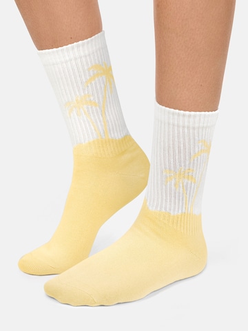 Nur Die - Meias ' Good Vibes ' em amarelo: frente