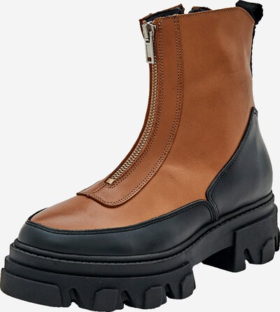 EDITED Stiefelette 'Anneke' in cognac / schwarz, Produktansicht