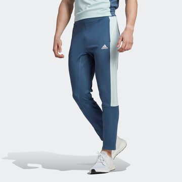 Tapered Pantaloni sport 'Colourblock' de la ADIDAS SPORTSWEAR pe albastru: față