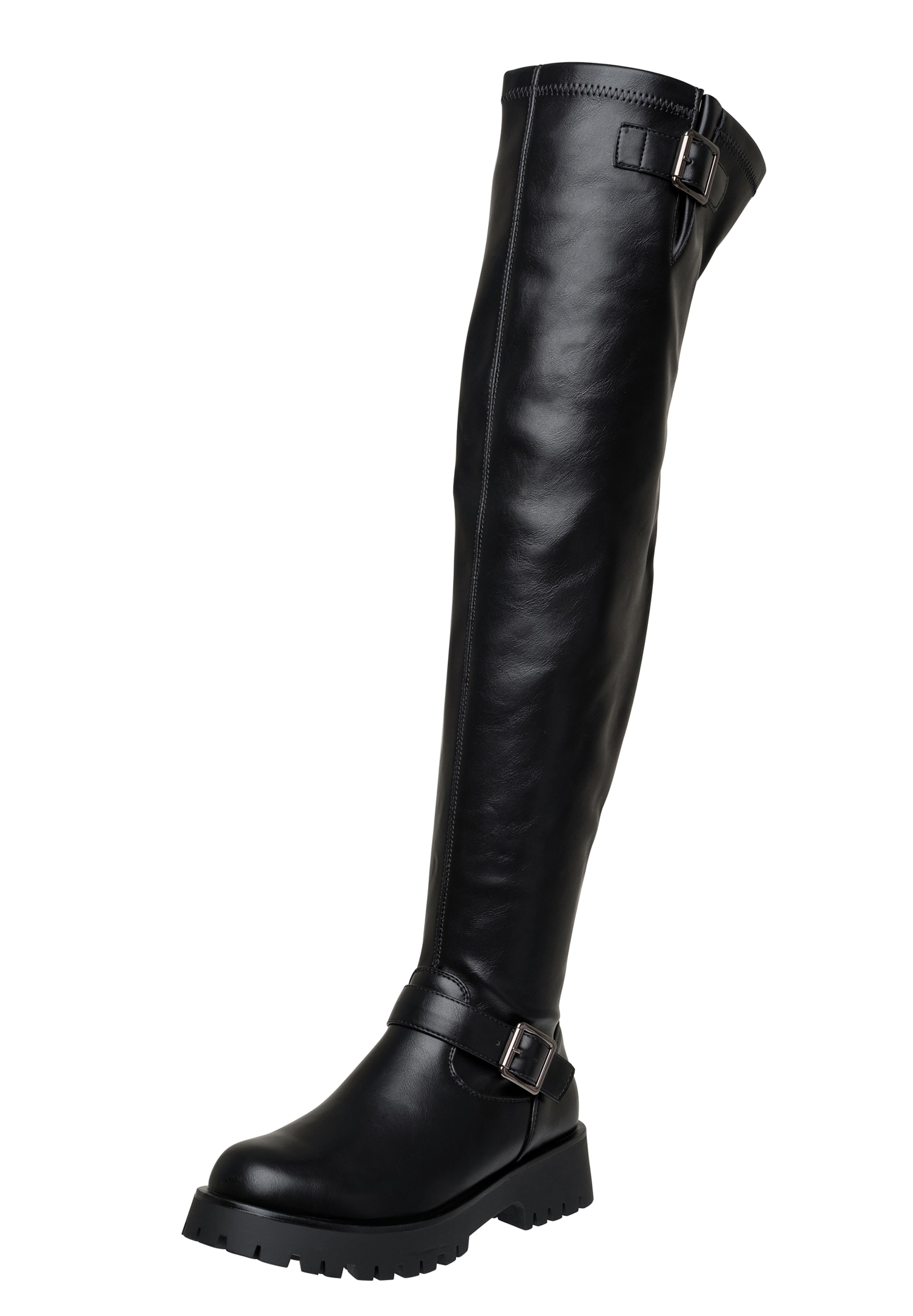 Salinyang Overknees in Black: front