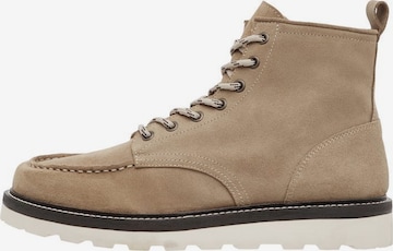 Bianco Lace-Up Boots 'WOOD ' in Beige: front