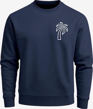 Neverless Sweatshirt 'Palm Lineart Logo' in Blue: front