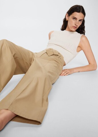 MANGO Wide Leg Bukser med fals 'Minimal' i beige