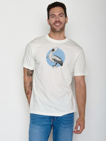 GREENBOMB Shirt 'Fusion Pelican Paradise' in Wit: voorkant
