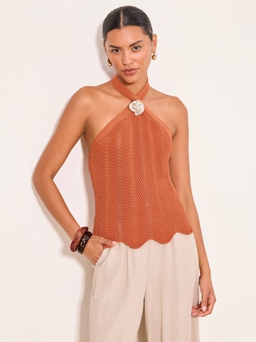Lipsy - Top de punto en naranja: frente