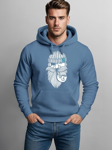 Neverless Sweatshirt 'Sailor Captain mit Pfeife' in Blue