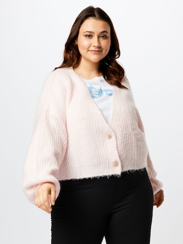 Missguided Plus Knit cardigan in Pink: front