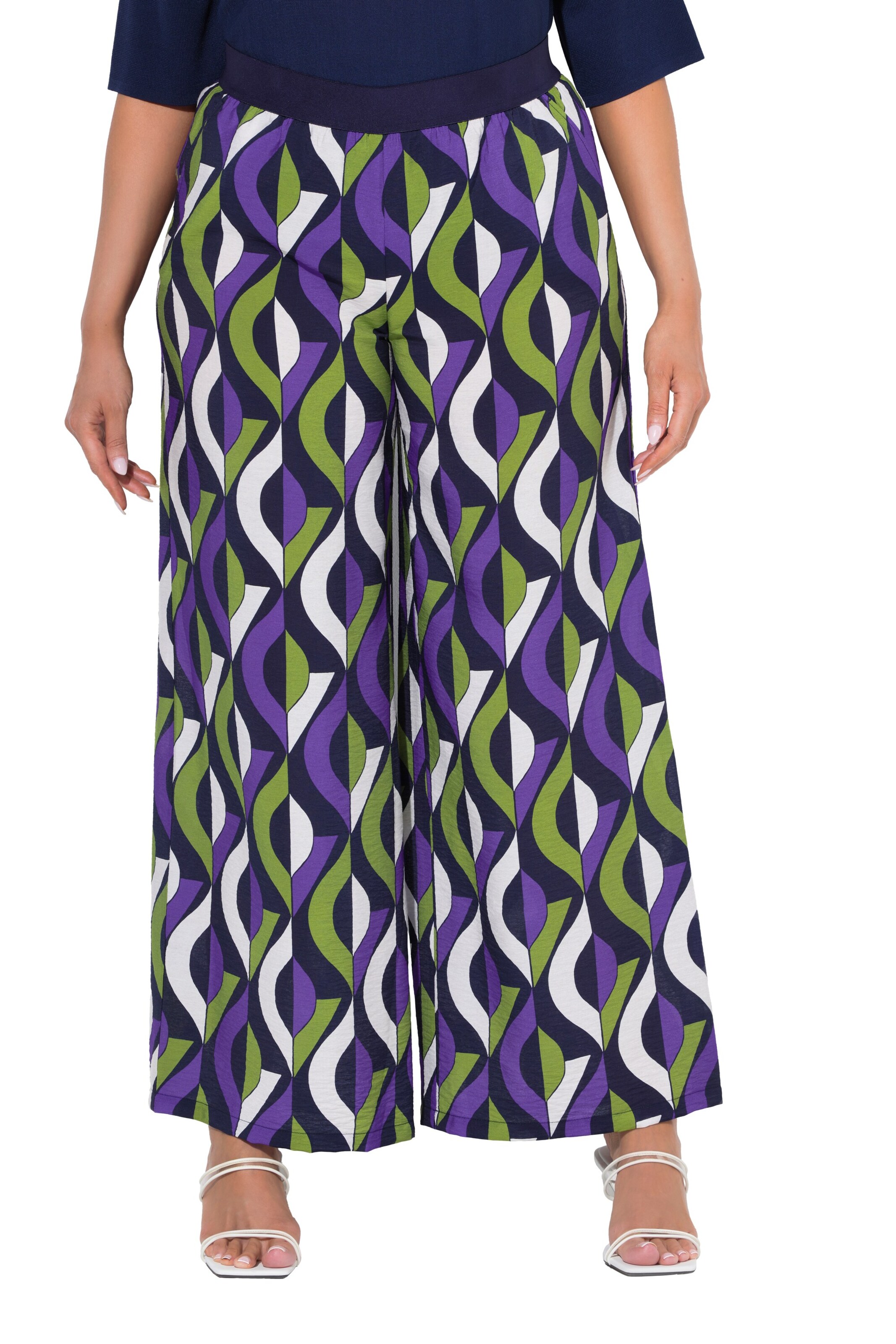 Ulla Popken Wide Leg Hose in Mischfarben: Vorderseite