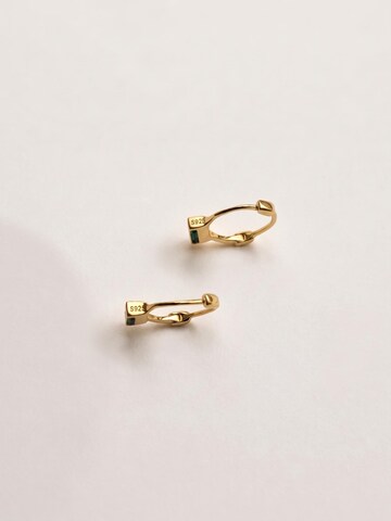 Kamakula Earrings 'Green Baguette' in Gold