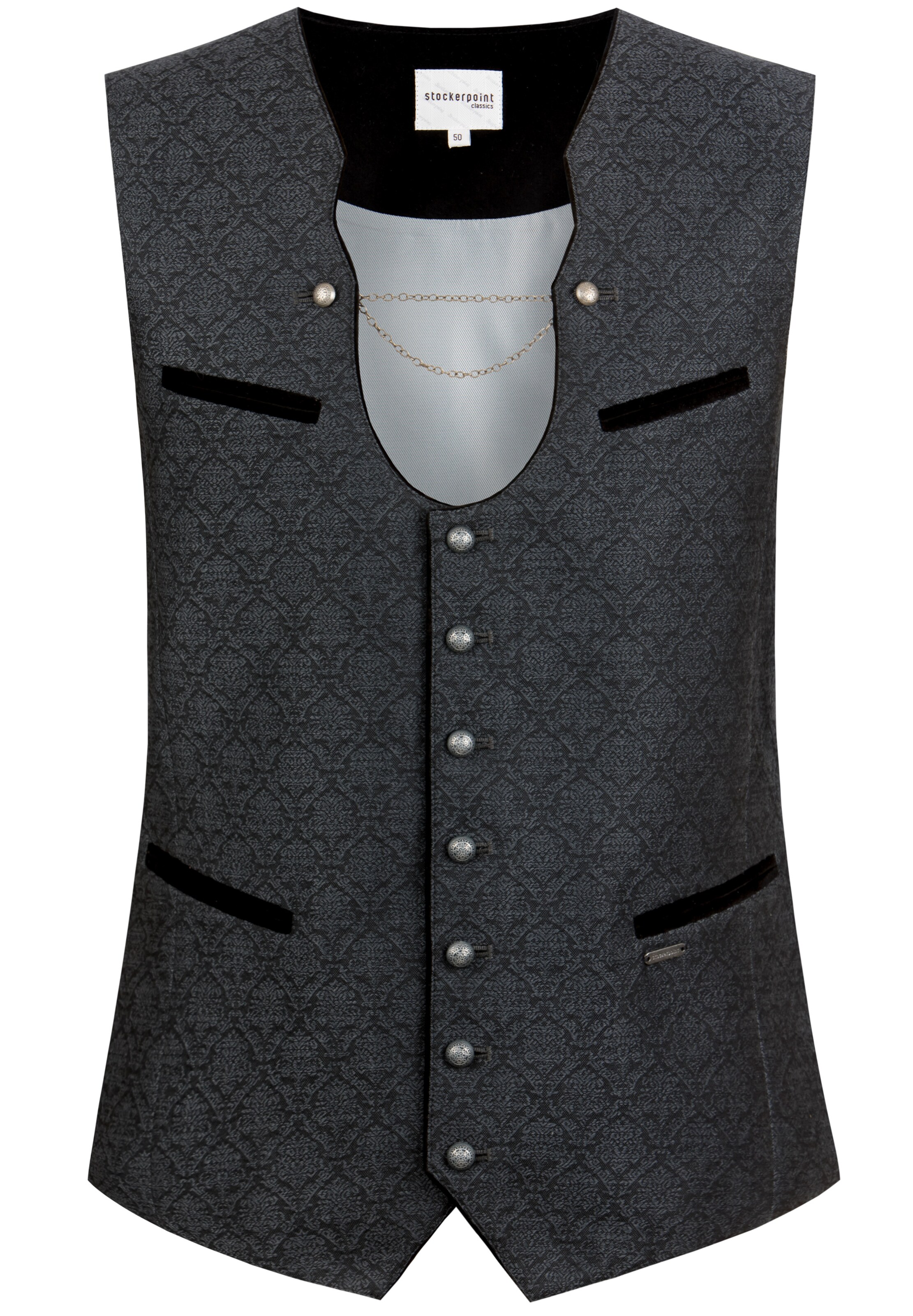 STOCKERPOINT Trachtenweste 'Enio' in Schwarz: Vorderseite
