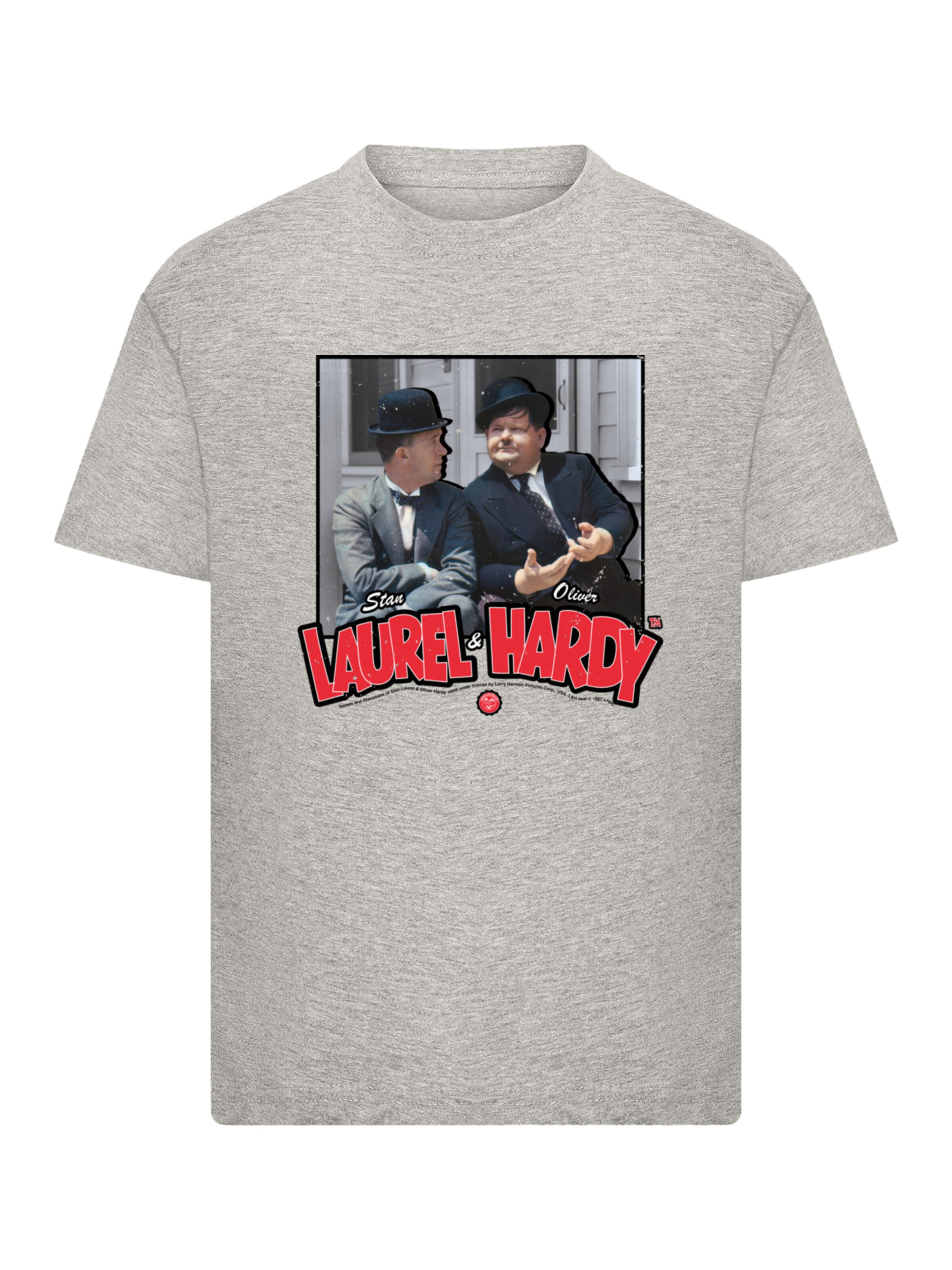 F4NT4STIC Shirt 'Stan Laurel & Oliver Hardy Comedy Duo' in Grey: front