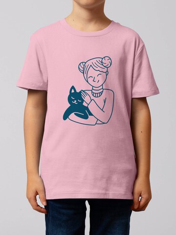 T-Shirt 'Mädchen und Katze' watabout.kids en rose : devant