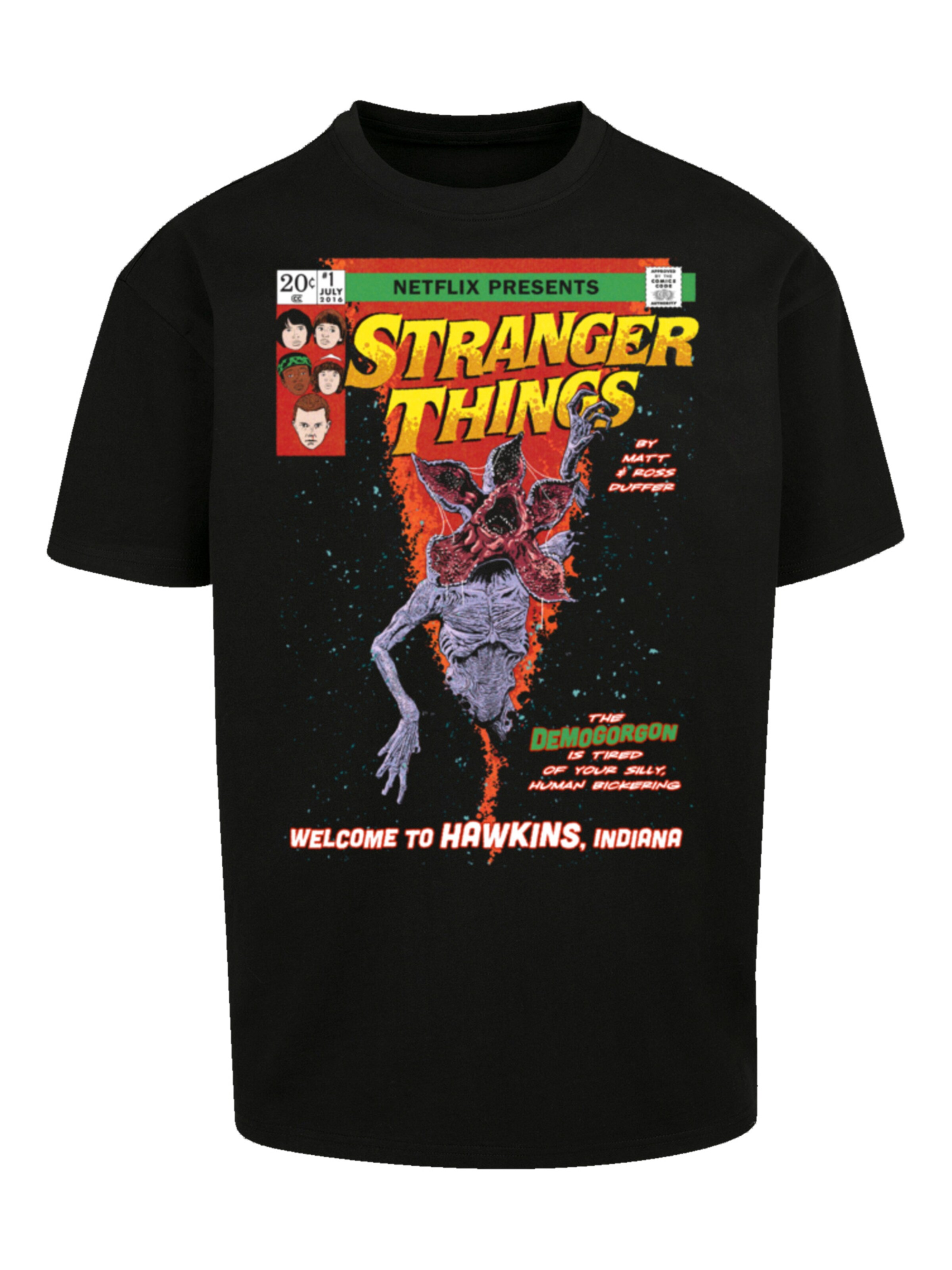 T-Shirt 'Stranger Things Netflix TV Series' F4NT4STIC en noir : devant