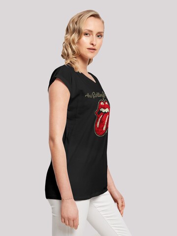F4NT4STIC Shirt 'The Rolling Stones Plastered Tongue Washed' in Zwart