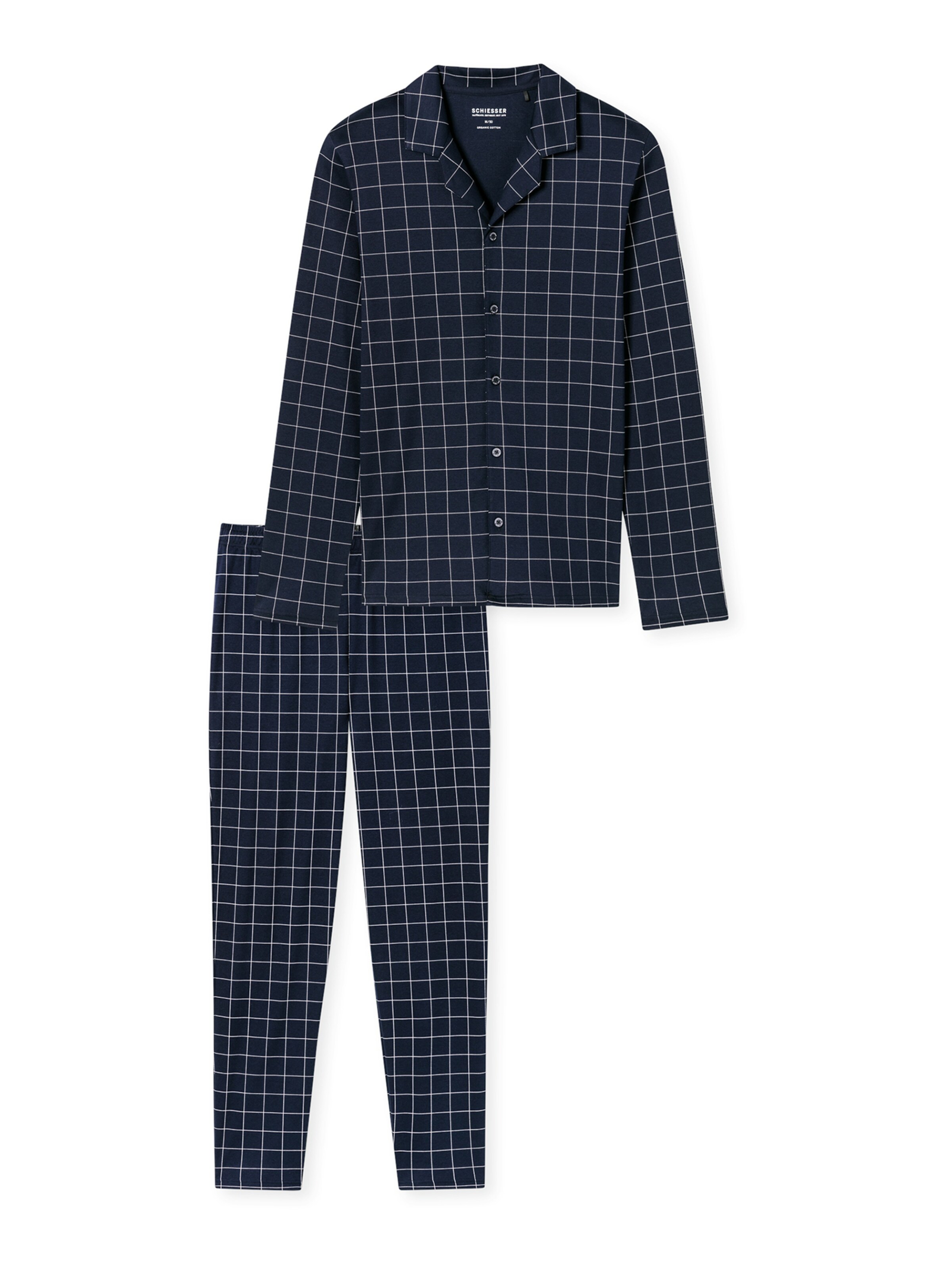 Pyjama long ' Fine Interlock ' SCHIESSER en bleu : devant