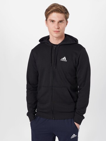 Bluză cu fermoar sport de la ADIDAS SPORTSWEAR pe negru: față