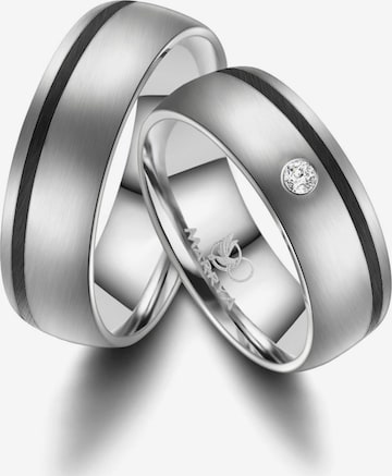 MARRYA Ring 'MARRYA ES-05 Ehering aus Edelstahl – Silberfarben & Schwarz' in Grey: front